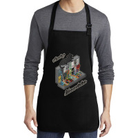 Cat On Analog Modular Synth Funny Synthesizer Medium-length Apron | Artistshot