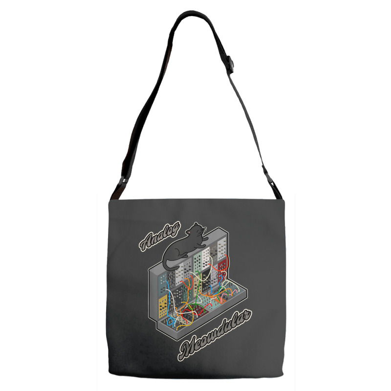 Cat On Analog Modular Synth Funny Synthesizer Adjustable Strap Totes | Artistshot