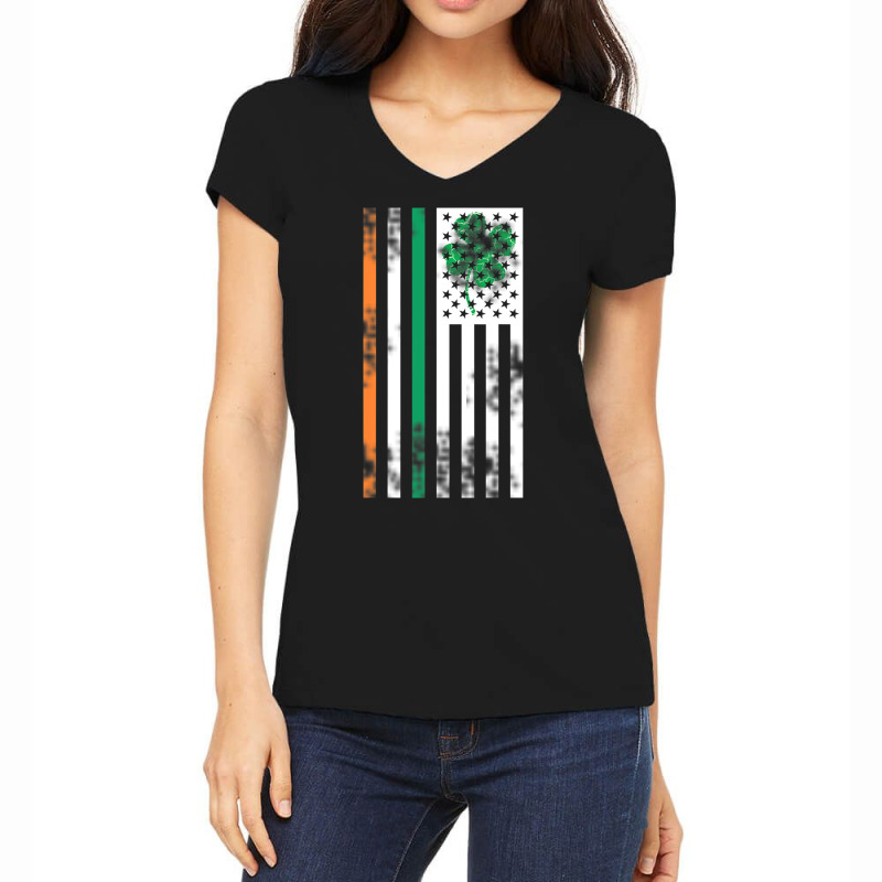Irish American Flag Ireland Shamrock St. Patricks Paddys Day T Shirt Women's V-neck T-shirt | Artistshot