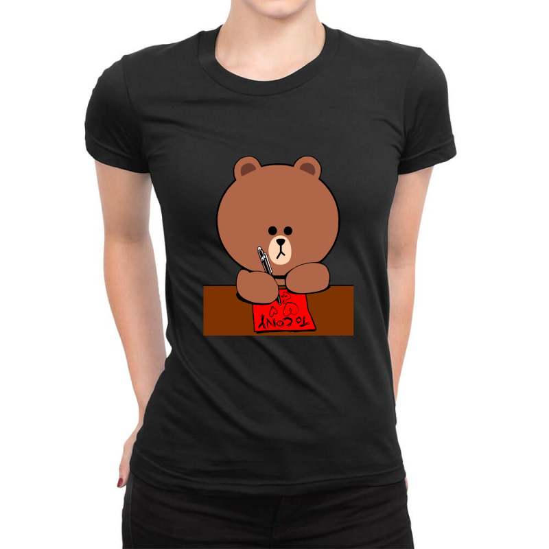 Brown Bear Cony Bunny Rabbit Love Letter Ladies Fitted T-Shirt by AudreyRussian | Artistshot