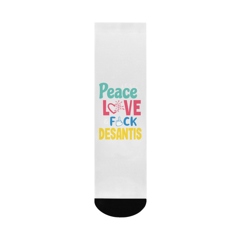 Peace Love  Desantis  Say Gay  Self Censored F Word Crew Socks | Artistshot