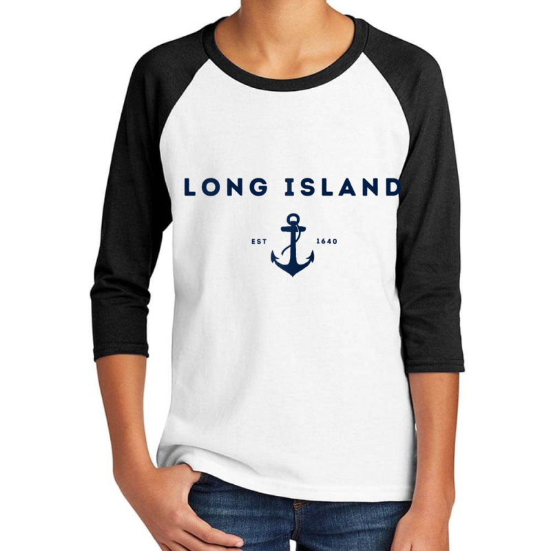 Long Island New York Est 1640 Raglan Baseball Tee Youth 3/4 Sleeve by cm-arts | Artistshot