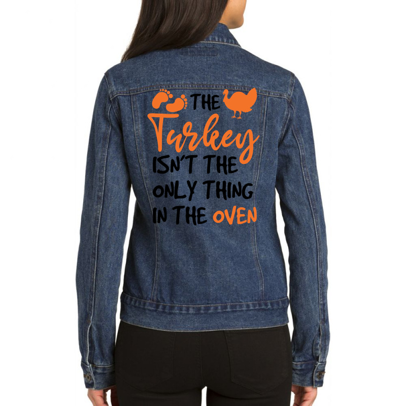 Funny Thanksgiving Gift For Pregnant Women Ladies Denim Jacket by Kemriban527 | Artistshot