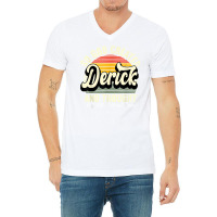 Mens So God Created Derick   Name Derick Birthday T Shirt V-neck Tee | Artistshot