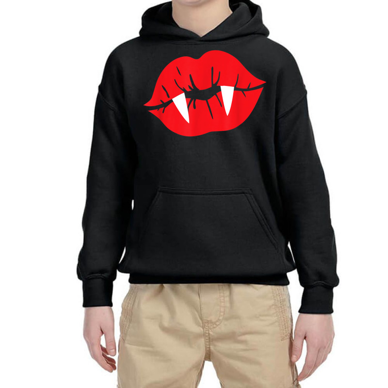 Vampire Kiss With Fangs Funny Halloween Costume Youth Hoodie by Fashonus | Artistshot