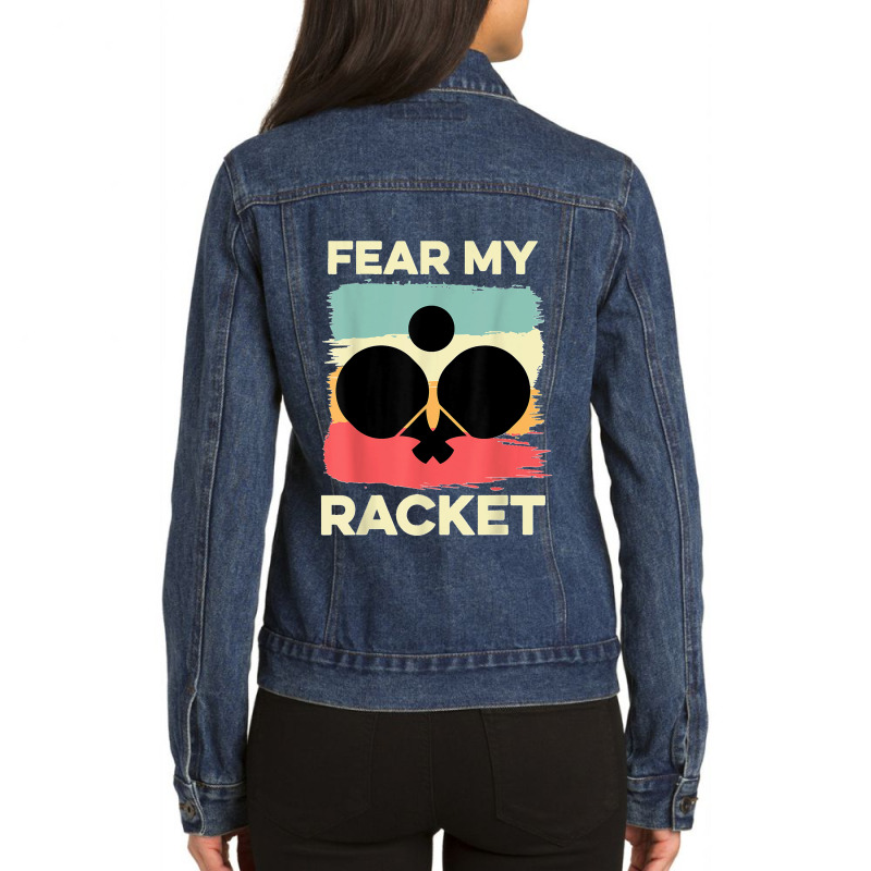 Fear My Racket Amateur Player Ladies Denim Jacket by ROGERWILLIAMWARD | Artistshot