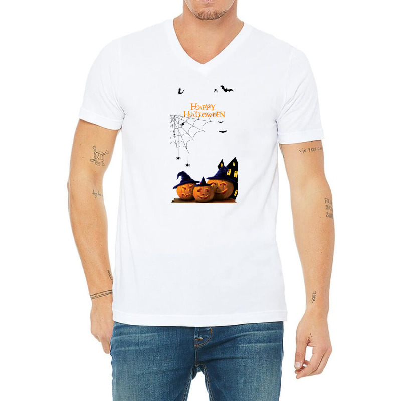 Halloween Poster Paper Jack O Lantern Halloween Pictures 22f4dd51a86e4 V-neck Tee | Artistshot