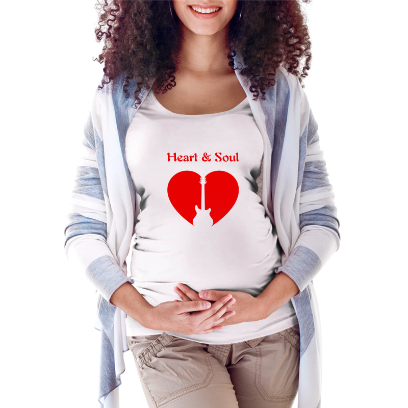 Heart & Soul Guitar Icon Red Print Graphics Design Maternity Scoop Neck T-shirt by Aranim Graphics | Artistshot