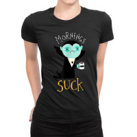 Cute Dracula Vampire Morning Suck Coffee Halloween Costume Ladies Fitted T-shirt | Artistshot