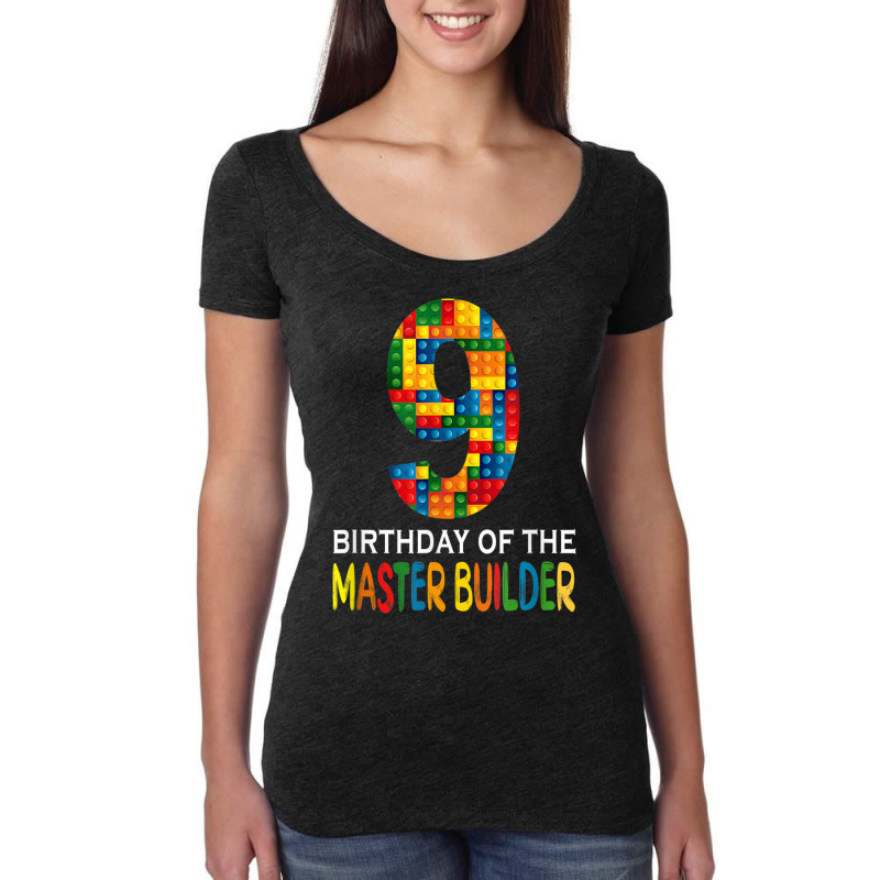 Building Blocks 9th Birthday Of The Master Builder Colorful Women's Triblend Scoop T-shirt by Posh | Artistshot