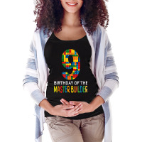 Building Blocks 9th Birthday Of The Master Builder Colorful Maternity Scoop Neck T-shirt | Artistshot