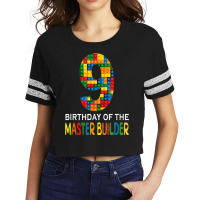 Building Blocks 9th Birthday Of The Master Builder Colorful Scorecard Crop Tee | Artistshot