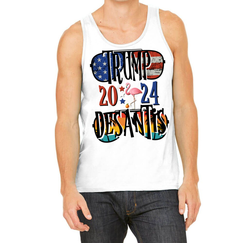 Trump Desantis 2024 Eection Merican Fag Famingo Stars 24 Puover Basic  Tank Top | Artistshot