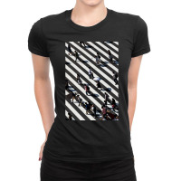 Aerial Photograph Of People Walking Across Black And White Zebra Cross Ladies Fitted T-shirt | Artistshot