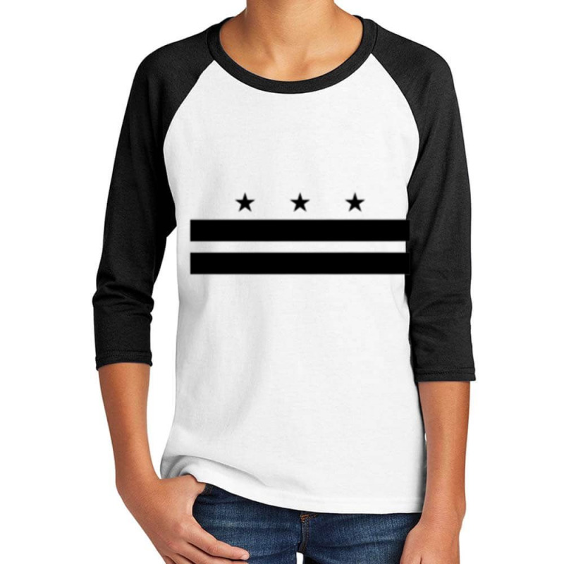 Washington Dc Flag District Of Columbia D.c. Black Premium T Shirt Youth 3/4 Sleeve by cm-arts | Artistshot