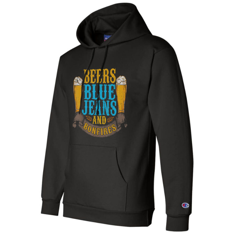 Beers Blue Jeans Bonfires Quotes Country Life Champion Hoodie by cm-arts | Artistshot