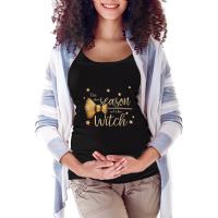 'tis The Season Of The Witch Quote Broom Halloween Coven Maternity Scoop Neck T-shirt | Artistshot