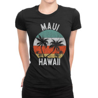 Maui Shirt Hawaii Retro Sunset Palm Trees Hawaiian Island Premium T Sh Ladies Fitted T-shirt | Artistshot