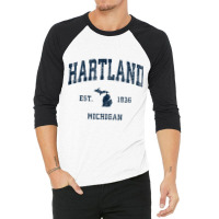 Hartland Michigan Mi Vintage Athletic Navy Sports Design Tank Top 3/4 Sleeve Shirt | Artistshot