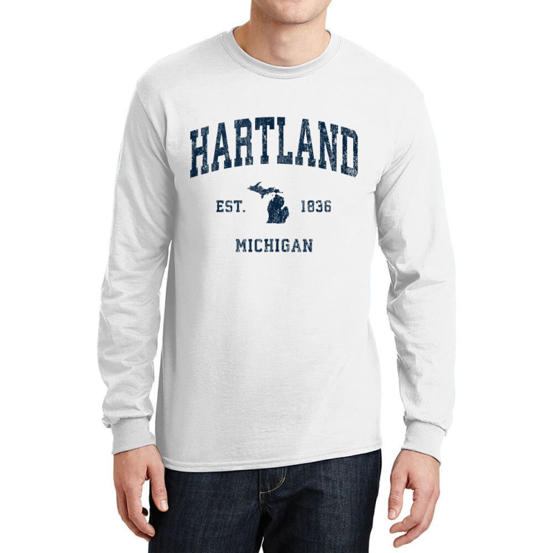 Hartland Michigan Mi Vintage Athletic Navy Sports Design Tank Top Long Sleeve Shirts by cm-arts | Artistshot