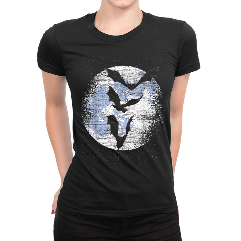 Halloween Gift Idea Moonlight Vampire Bat Ladies Fitted T-Shirt by JusticePeck | Artistshot