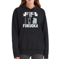 Fukuoka Japan City Skyline Map Travel Vintage Hoodie | Artistshot