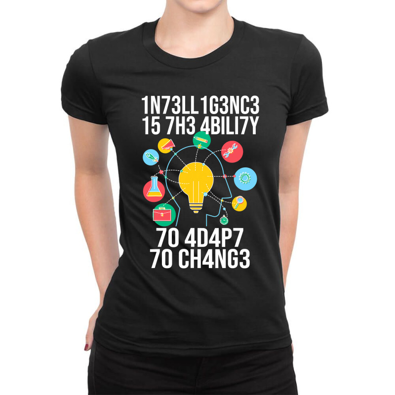 Intelligence Is The Ability To Adapt To Change Smart People Ladies Fitted T-Shirt by cm-arts | Artistshot