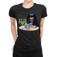 Cavalier King Charles Spaniel Hanukkah Black And Tan Cavalier King Cha Ladies Fitted T-shirt | Artistshot