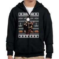 Friends Christmas Group Shot Ugly Sweater Style Youth Zipper Hoodie | Artistshot