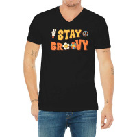 Stay Groovy Wavy Hippie Boho Retro Positive And Peace V-neck Tee | Artistshot