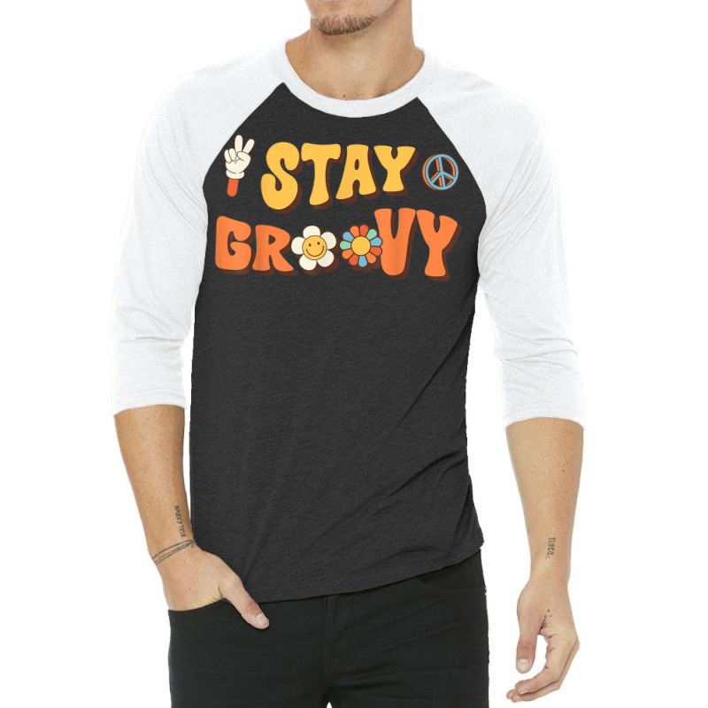 Stay Groovy Wavy Hippie Boho Retro Positive And Peace 3/4 Sleeve Shirt | Artistshot