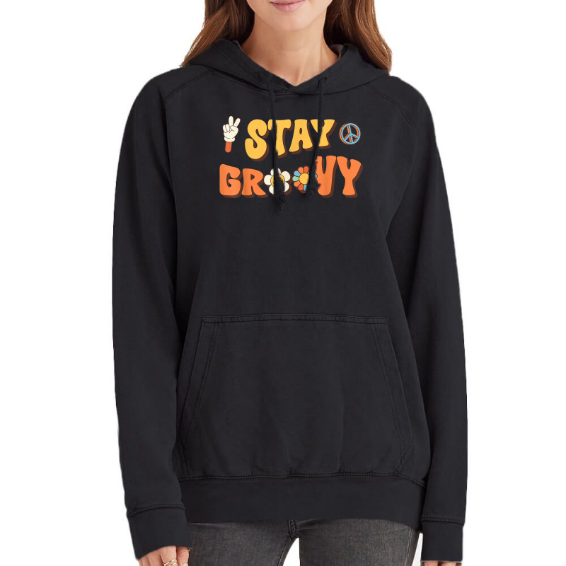 Stay Groovy Wavy Hippie Boho Retro Positive And Peace Vintage Hoodie | Artistshot