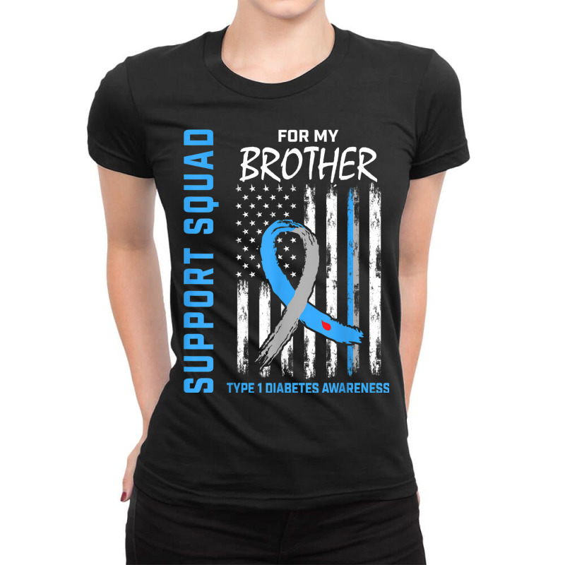 T1d Support Squad Brother Type 1 Diabetes Awareness Usa Flag Ladies Fitted T-Shirt by Deluxe | Artistshot