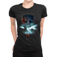 Womens It Movie Looming Pennywise Flashlights Portrait V-neck Ladies Fitted T-shirt | Artistshot