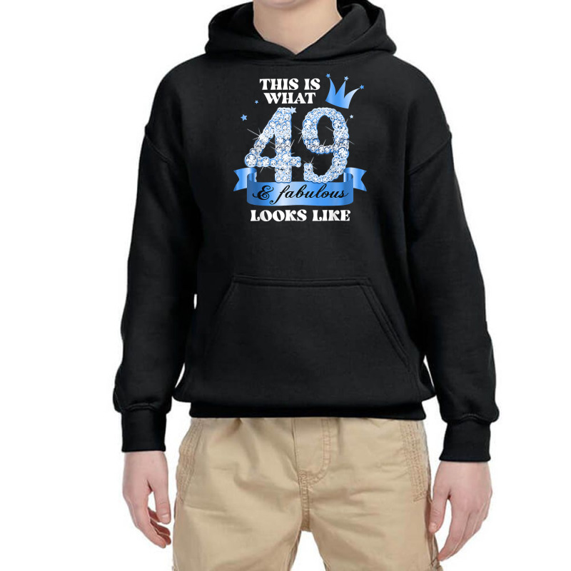 49 & Fabulous I Blue Black Party Group Candid Photo Outfit T Shirt Youth Hoodie | Artistshot