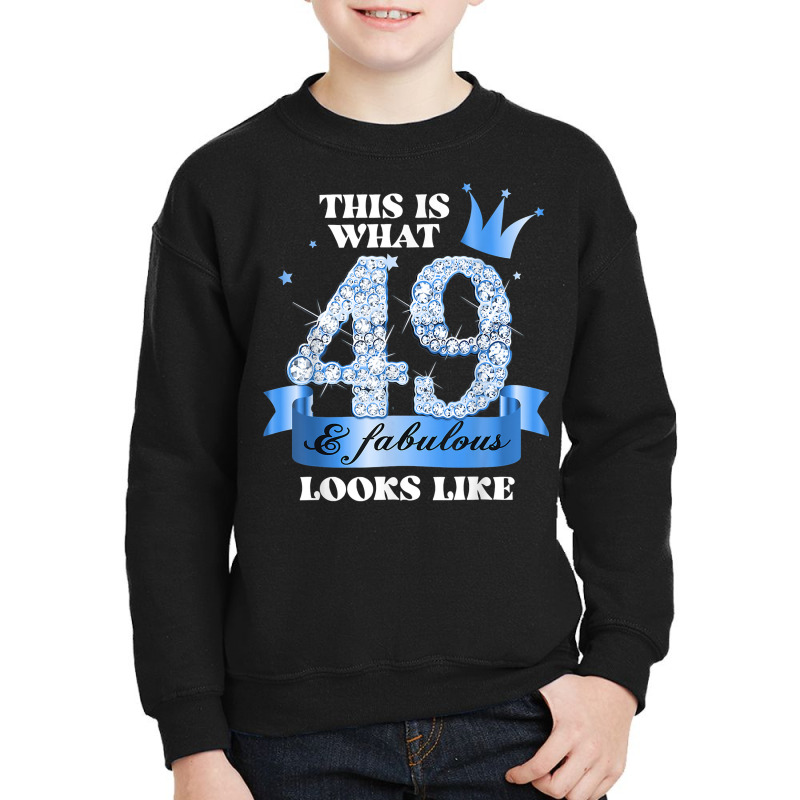 49 & Fabulous I Blue Black Party Group Candid Photo Outfit T Shirt Youth Sweatshirt | Artistshot