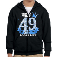 49 & Fabulous I Blue Black Party Group Candid Photo Outfit T Shirt Youth Zipper Hoodie | Artistshot