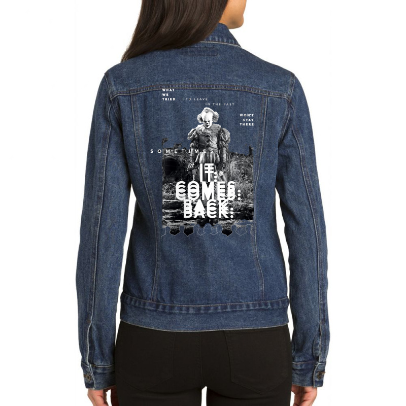 Womens It Movie Pennywise It Comes Back V-neck Ladies Denim Jacket by ngodo | Artistshot