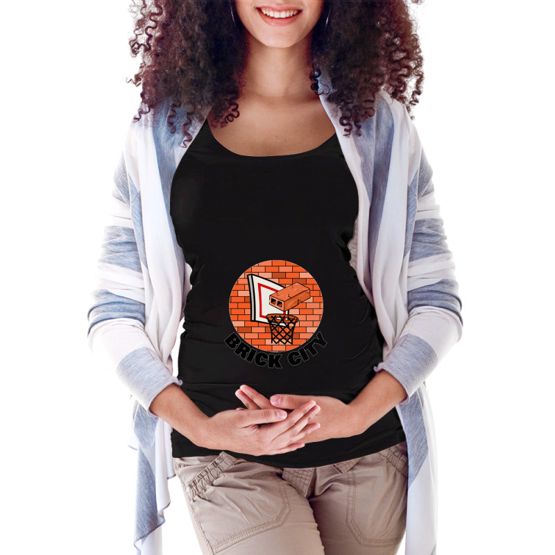 Brick City Funny Basketball Thic Text Maternity Scoop Neck T-shirt by cm-arts | Artistshot