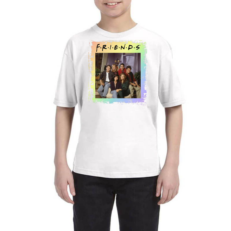 Friends Group Photo Rainbow Paint Outline Youth Tee | Artistshot