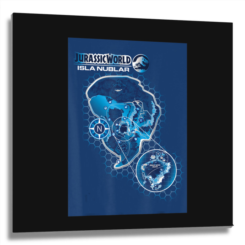 Blue Isla Nublar Map Metal Print Square | Artistshot