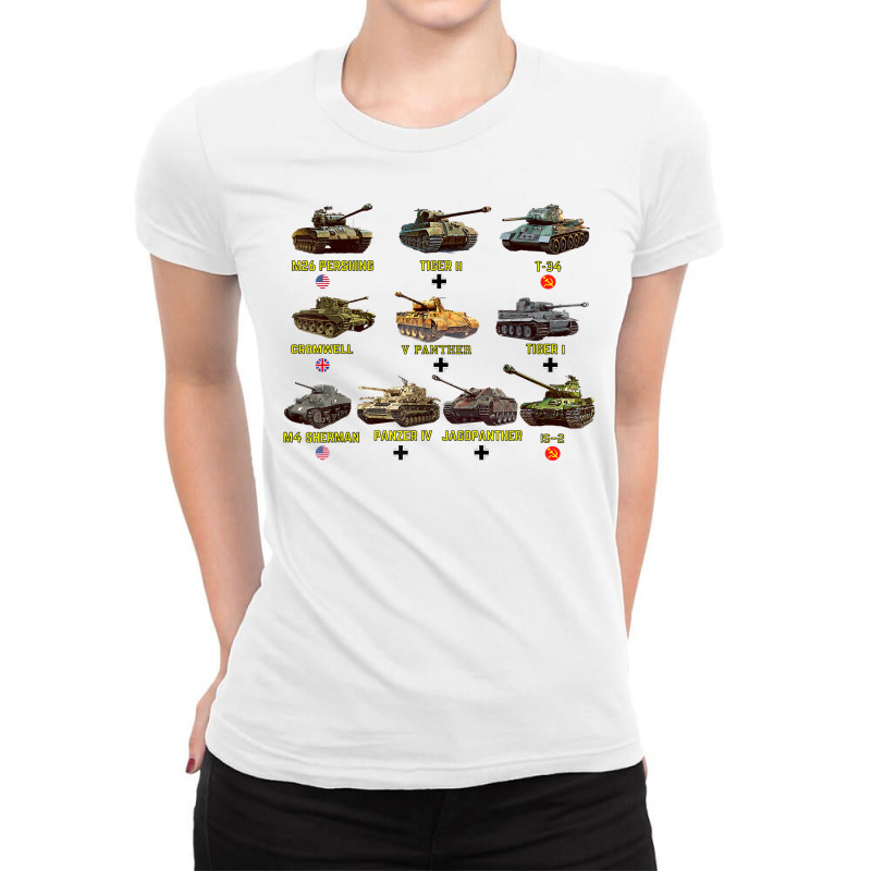 Top Ten Best Ww2 Tanks M4 Sherman Panzer Iv Tiger Ii T 34 T Shirt Ladies Fitted T-Shirt by cm-arts | Artistshot