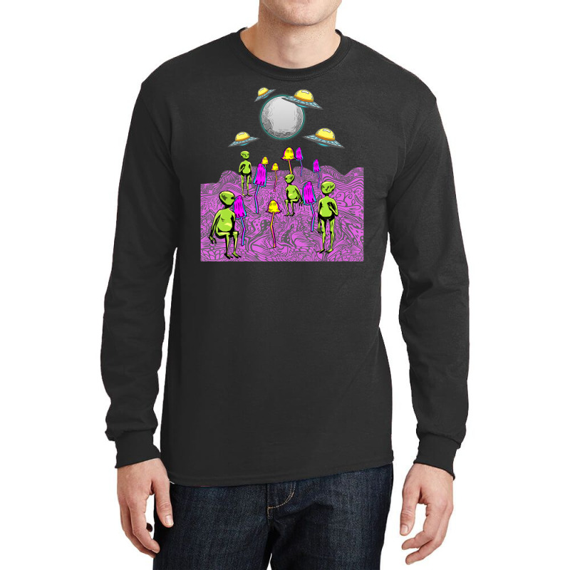 Magic Mushroom Psychedelic Alien Trip Shroom Edm Galaxy Long Sleeve Shirts | Artistshot