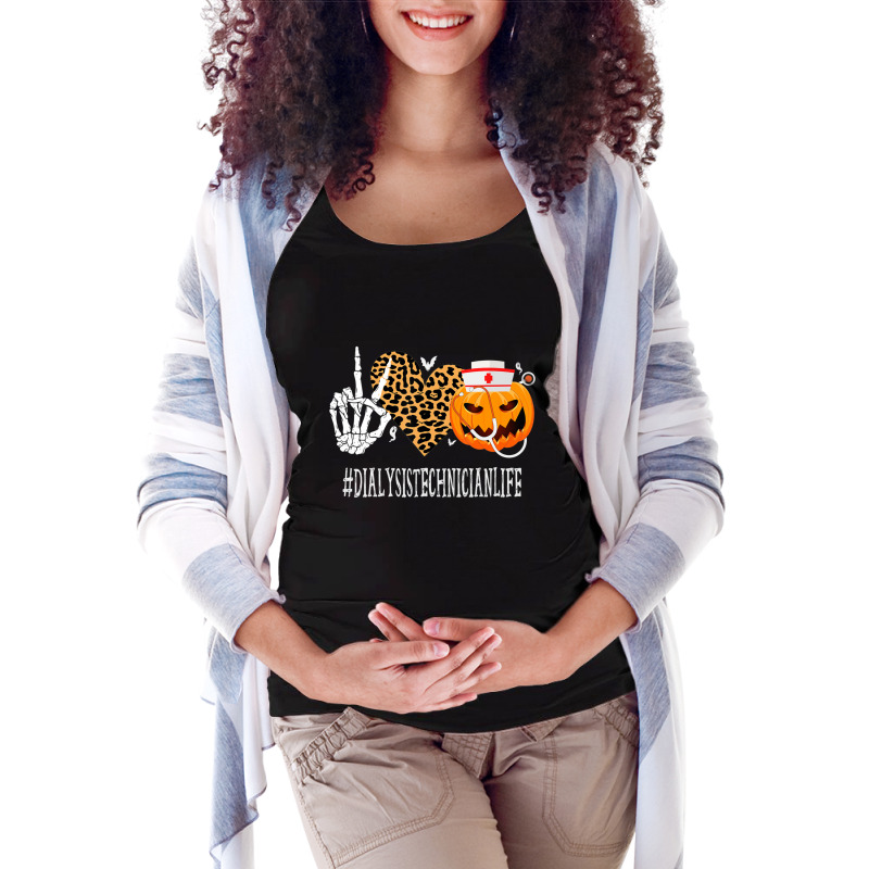 Dialysis Technician Peace Love Pumpkin Halloween Maternity Scoop Neck T-shirt by cm-arts | Artistshot