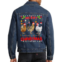 Chicken Cock Design Merry Christmas Chicken For Kids Costume Cute 32 H Men Denim Jacket | Artistshot