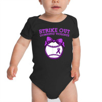 Strike Out Domestic Violence Awareness Baseball Tie Bow T Shirt Baby Bodysuit | Artistshot