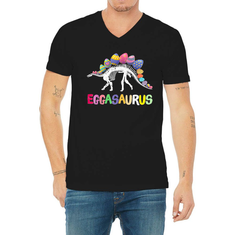 Funny Eggasaurus Stegosaurus Egg Dinosaur Happy Easter Day V-neck Tee | Artistshot