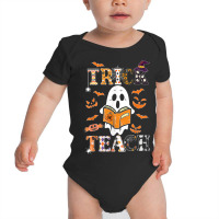 Cute Ghost Book Reading Trick Or Teacher Halloween Costume Baby Bodysuit | Artistshot