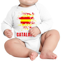 Womens Catalonia Retro Vintage Watercolors Sport Catalan Flag V Neck T Long Sleeve Baby Bodysuit | Artistshot