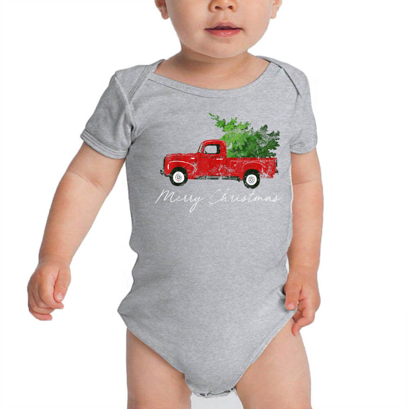 Vintage Wagon Christmas T Shirt   Tree On Car Xmas Vacation Baby Bodysuit by cm-arts | Artistshot